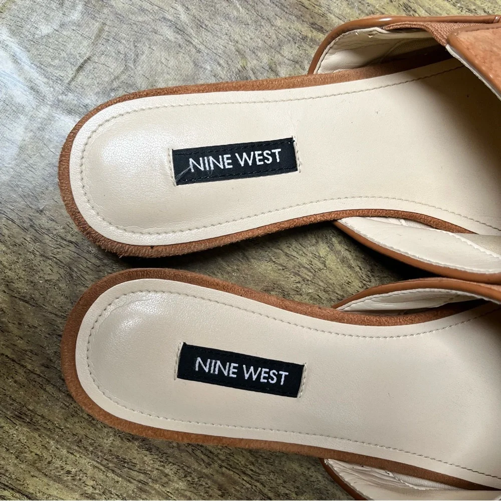 Nine West Freeda Pointy Toe Leather Mule Medium Brown Size 8.5 - Picture 10 of 12